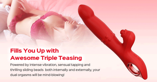 Tapping Rabbit Vibrator with Sliding Beads Ring – vibrator for women