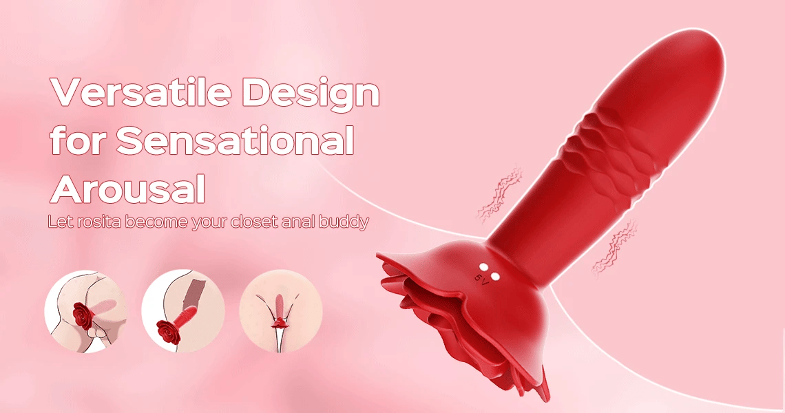 Remote Control Rose Thrusting Vibrating Anal Plug – anal toy – product detail 2