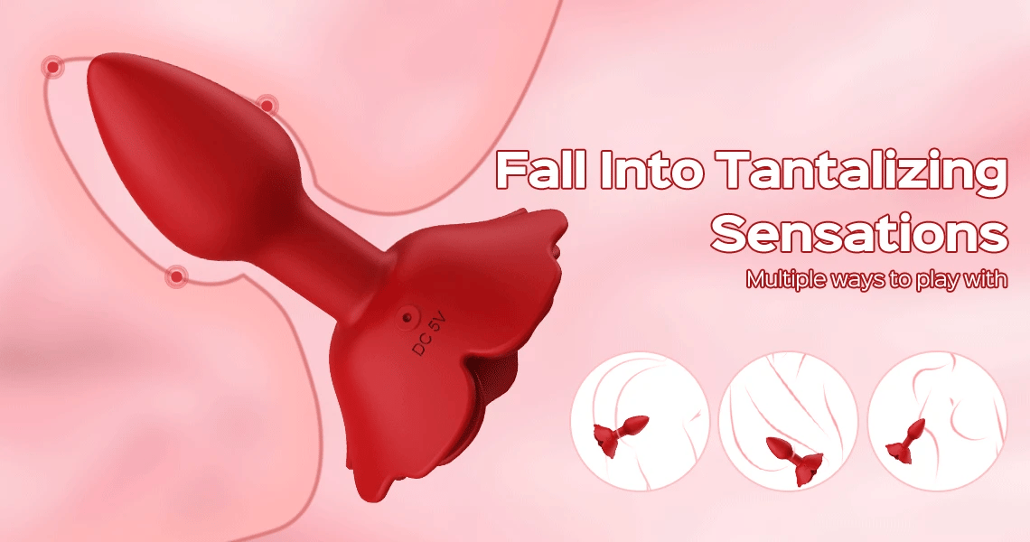 Remote Control Rose Rotating & Vibrating Butt Plug – anal toy – product detail 2