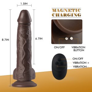 Thrusting Rotating Vibrating Realistic Black Dildo 8.70 Inch – realistic dildo detail 7