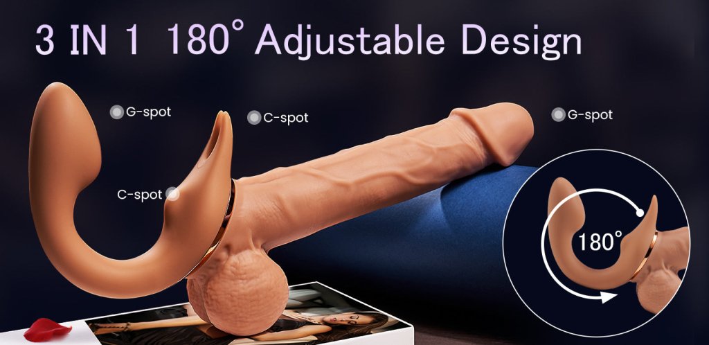 Vibrating Clitoral Strap Dildo Rabbit Ear 6.53 In – realistic dildo – product detail 3