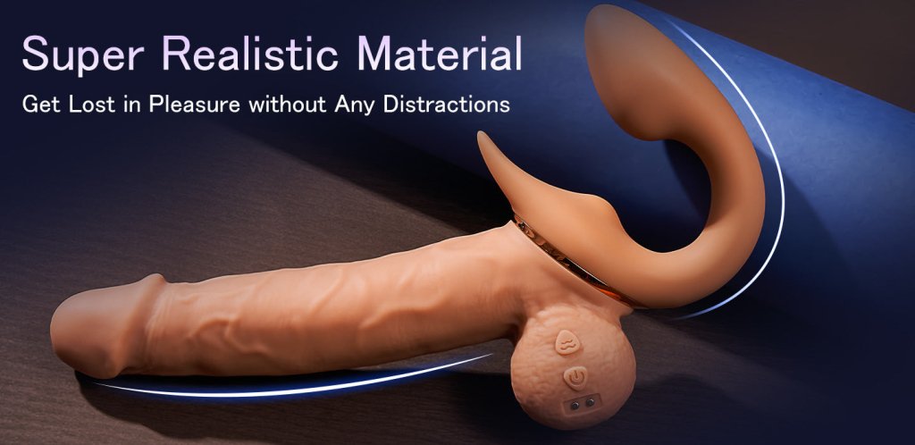 Vibrating Clitoral Strap Dildo Rabbit Ear 6.53 In – realistic dildo – product detail 4