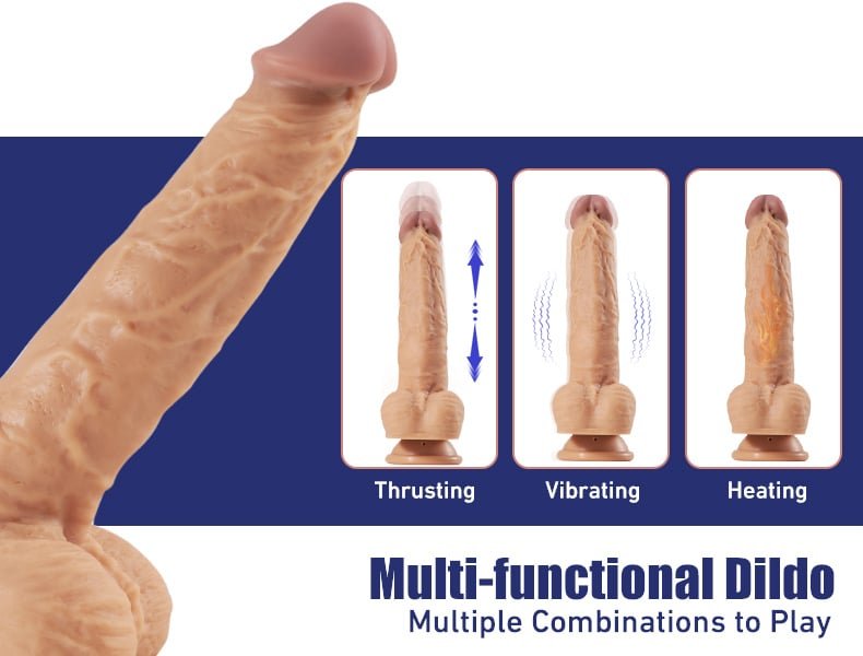 Pink Glans Thrusting Vibrating Heating LifeLike Dildo 8.66 Inch – realistic dildo