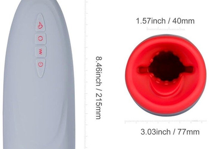 A male masturbator product displayed for maintenance and storage advice.