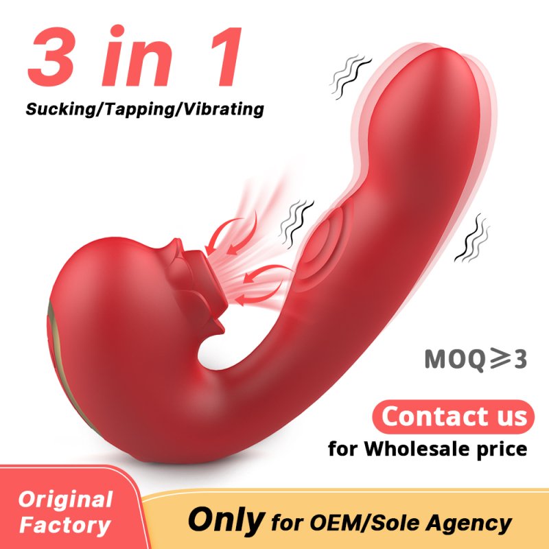 3-in-1 Sucking and Tapping Rabbit Vibrator, Silicone G-Spot Stimulator
