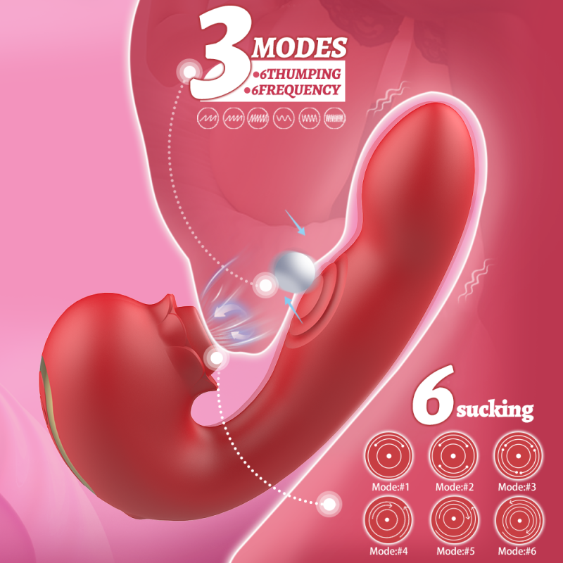 3-in-1 Sucking and Tapping Rabbit Vibrator, Silicone G-Spot Stimulator