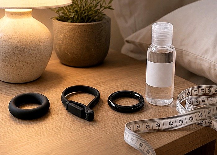 A stroker sleeve partly seated in its case with lubricant nearby to explain grip and airflow adjustments.