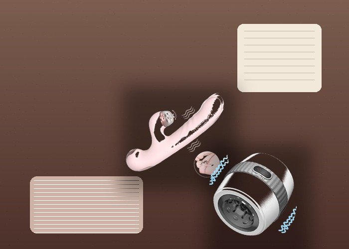 A cleaned oral-style toy, sleeve, towel, and pouch arranged to show how opening design affects storage and cleanup after use.