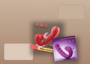 A realistic clitoral vibrator, lubricant, folded towel, and storage pouch arranged on bedding for a power versus precision guide.