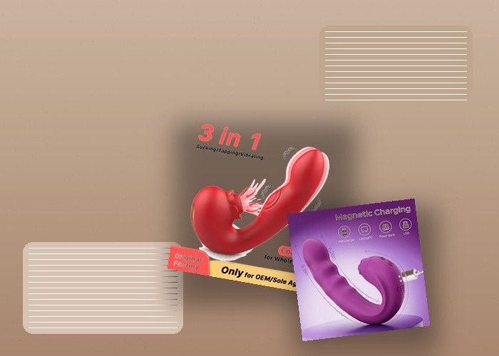 A realistic clitoral vibrator, lubricant, folded towel, and storage pouch arranged on bedding for a power versus precision guide.