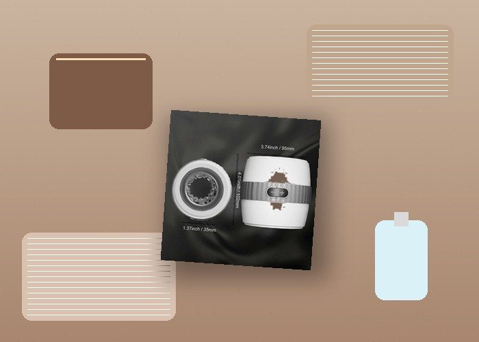 A realistic male masturbator sleeve, lubricant bottle, folded towel, and storage pouch arranged on a bed for a texture versus tightness guide.