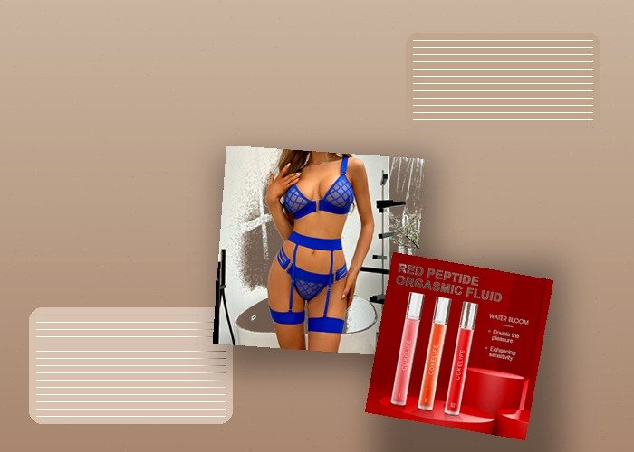 A tidy bed edge with a compact toy, notebook, towel, and pouch arranged to show a calm reset after an adult roleplay scene.