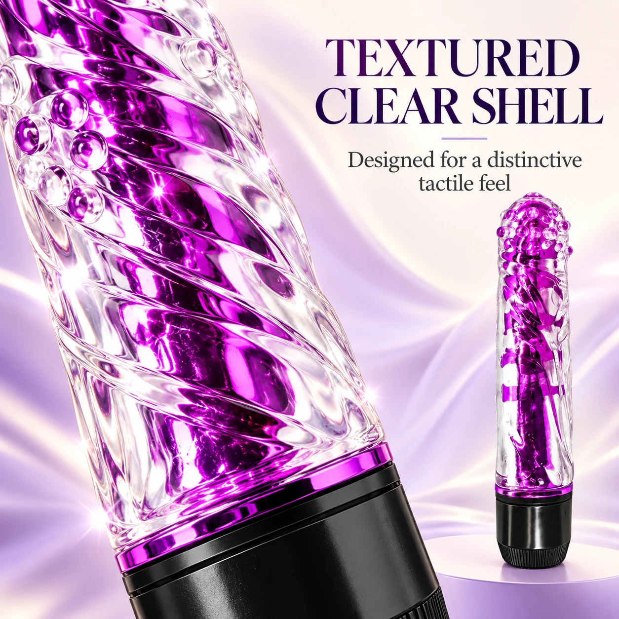 Close-up of the textured clear shell