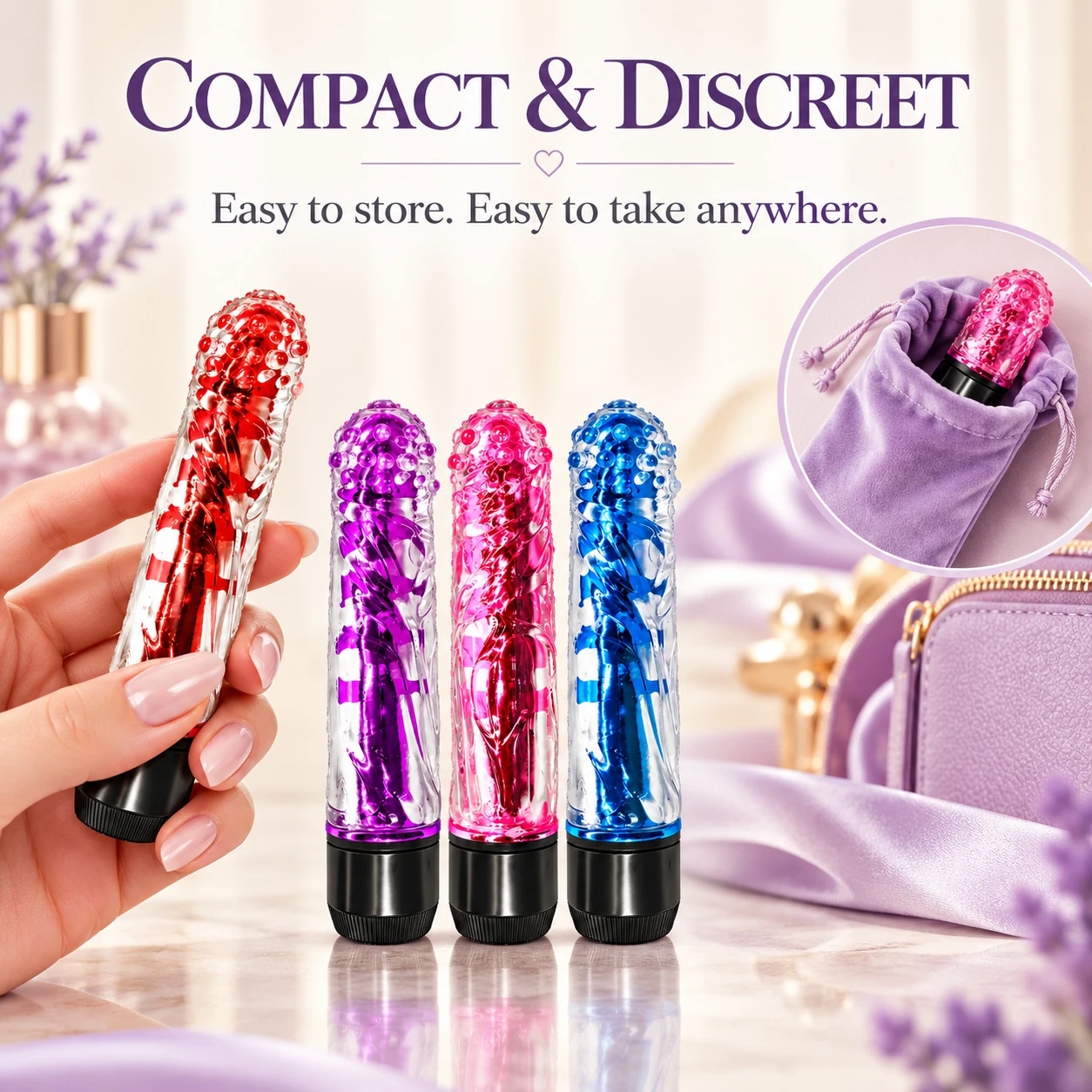 Compact discreet size and storage pouch