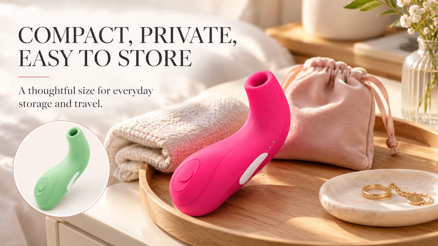 Compact private easy storage lifestyle scene