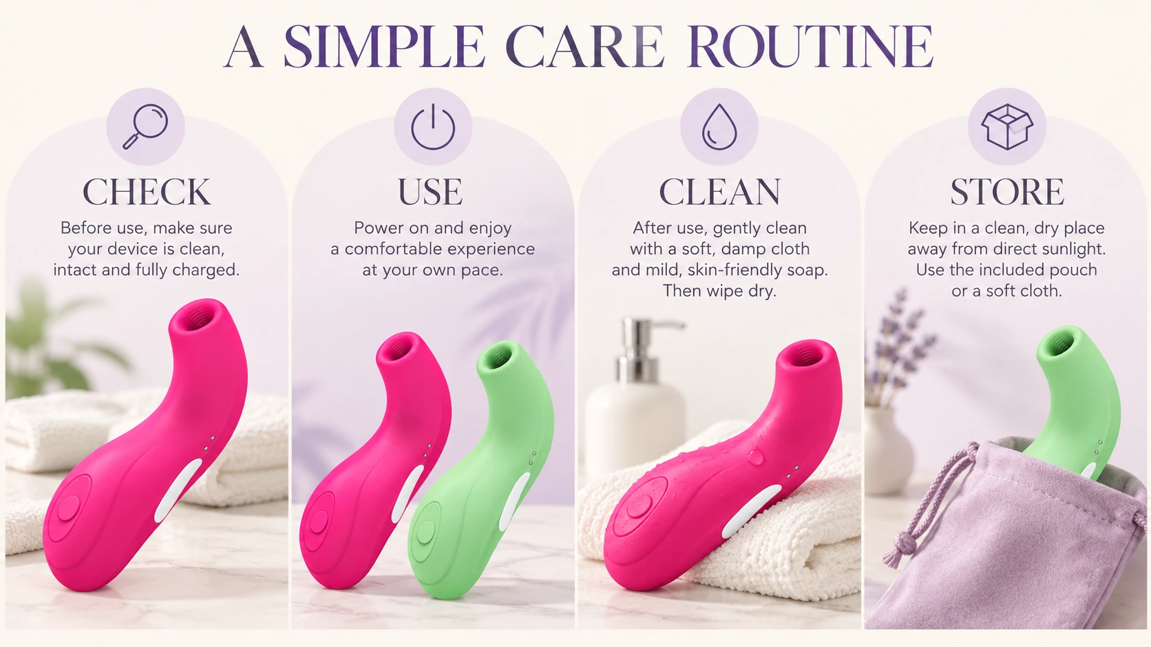 Simple four-step product care routine