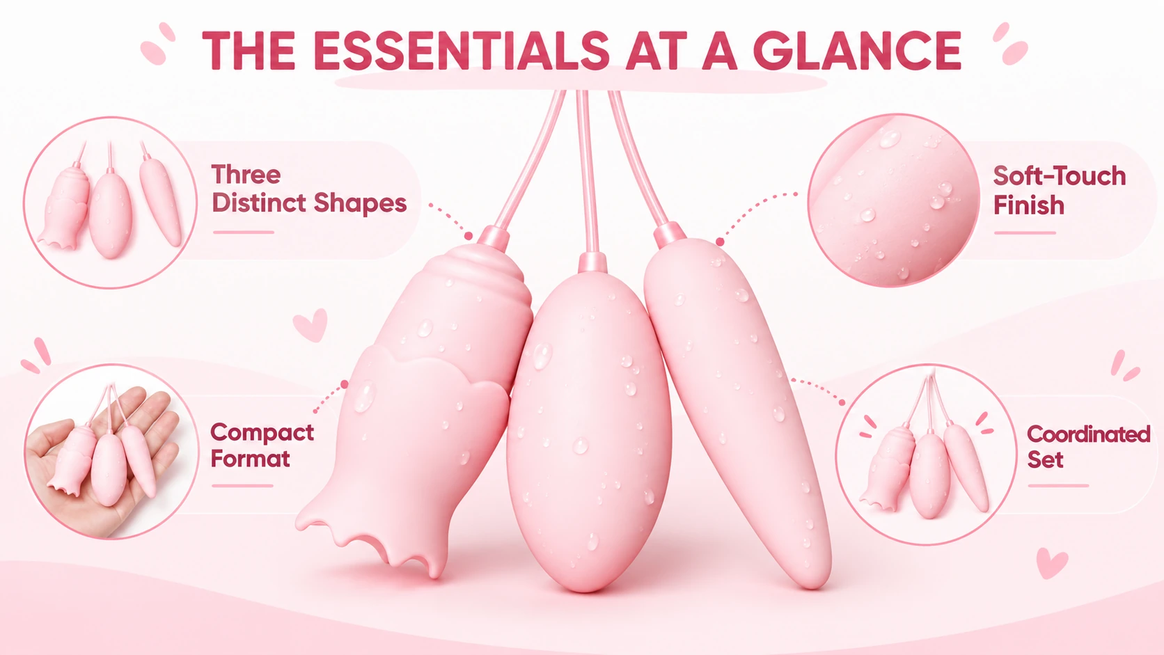 Three shapes soft-touch compact coordinated set overview