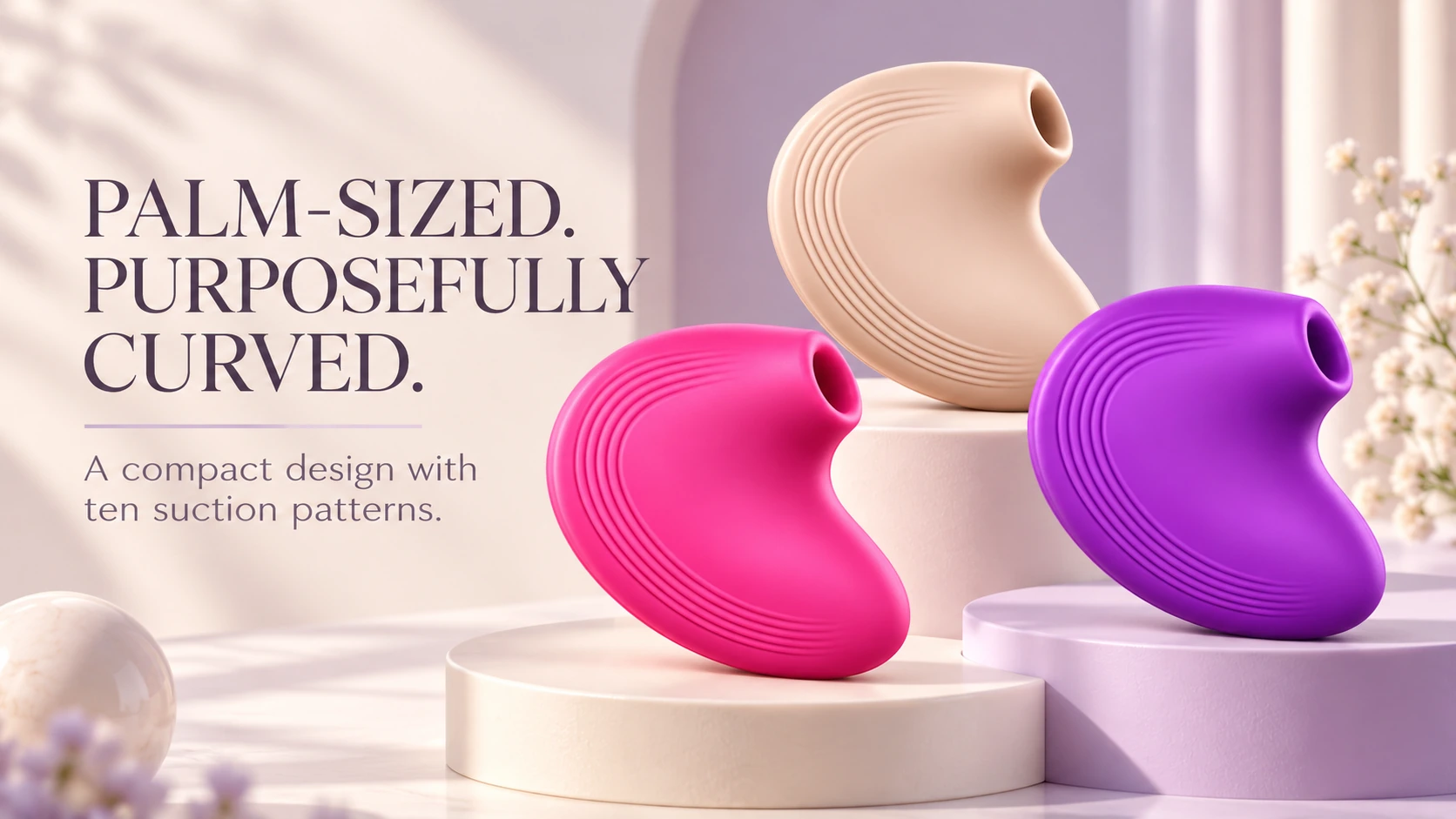 Compact bean suction stimulator in three colors