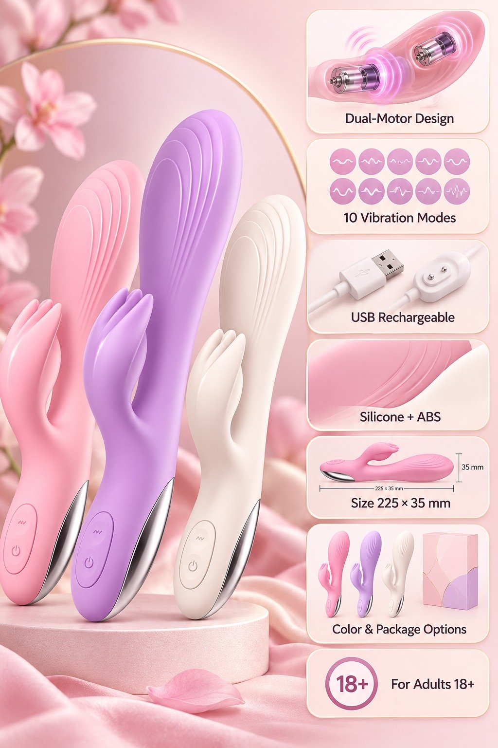 Dual-motor curved massager English overview