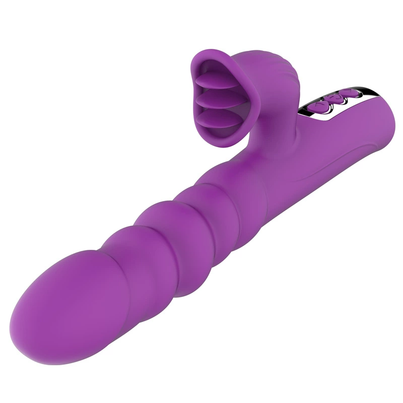 Purple telescoping dual-stimulation massager alternate view