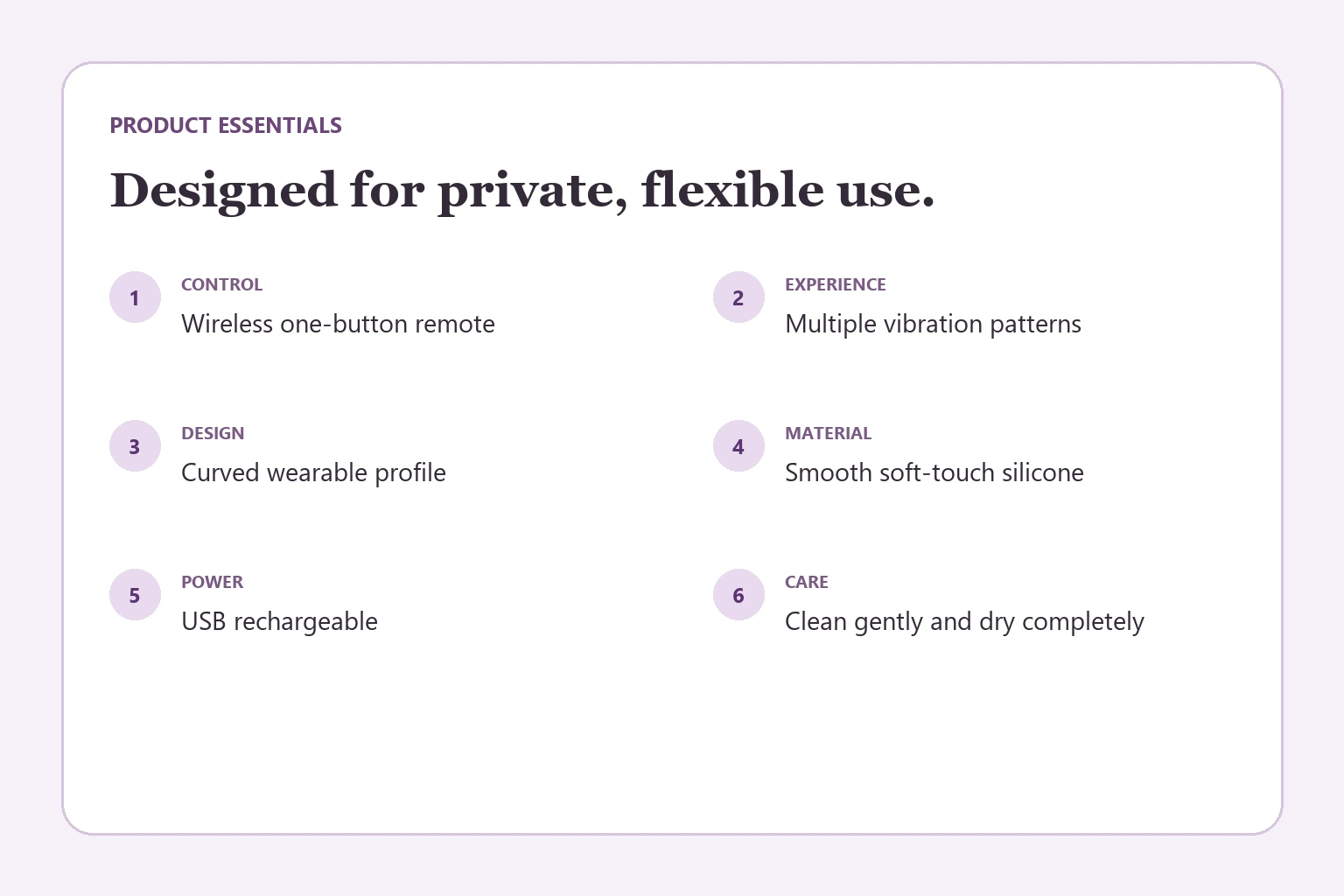 Wireless wearable remote vibrator product specifications
